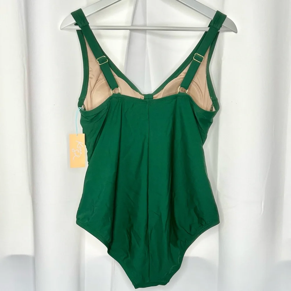 ❗️NWT❗️KONA SOL Ruched Tie Front Swimsuit D